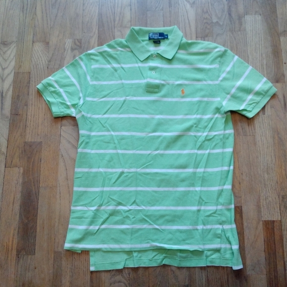 Polo by Ralph Lauren Lime Green Polo Shirt Polo Striped Men's Medium / Large - Picture 2 of 7